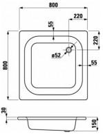 Laufen PLATINA sprchová vanička ocelová 800x800 mm, čtverec, bílá   H2150210000401